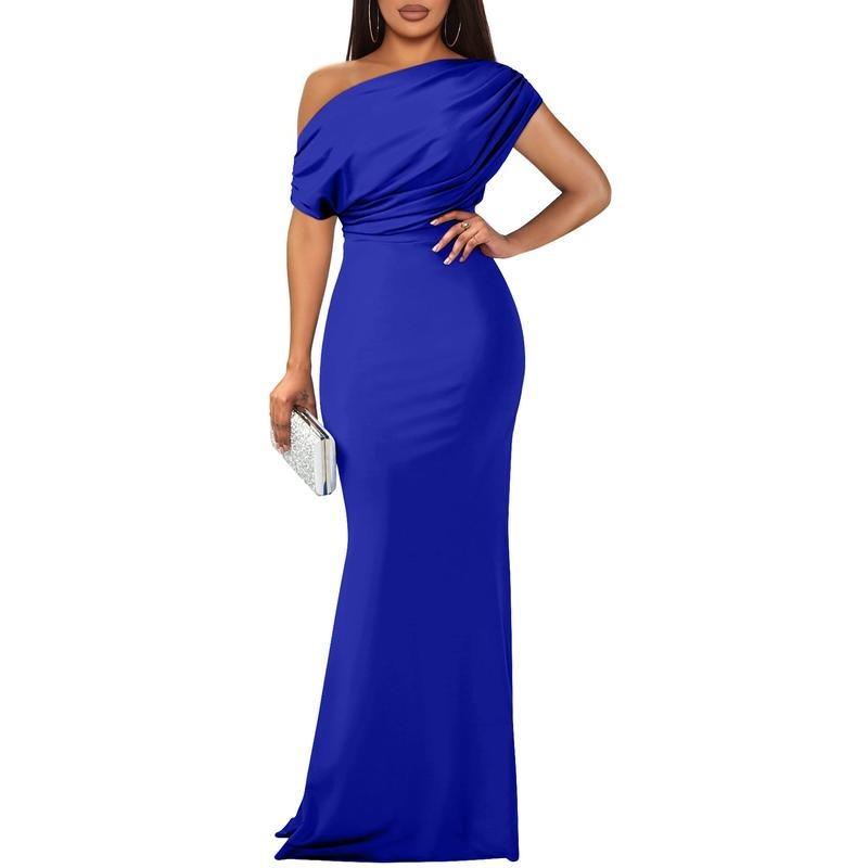 Women's Elegant Sleeveless Off Shoulder Bodycon Long Formal Party Evening Dress