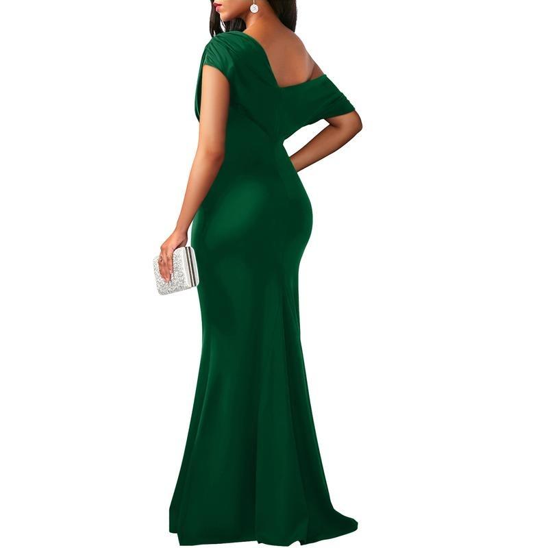 Women's Elegant Sleeveless Off Shoulder Bodycon Long Formal Party Evening Dress