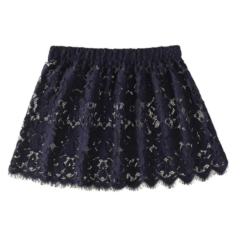 Women Eyelash Floral Lace Shirt Extender Adjustable Layered Faux Top Hem Lower Sweep Mini Skirt Half Slip Underskirt 2024