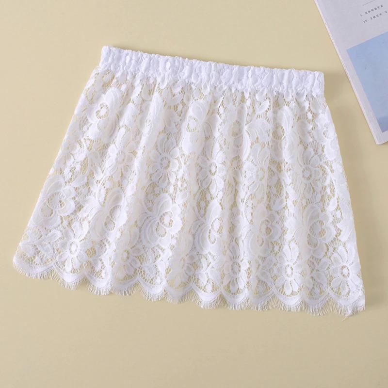 Women Eyelash Floral Lace Shirt Extender Adjustable Layered Faux Top Hem Lower Sweep Mini Skirt Half Slip Underskirt 2024