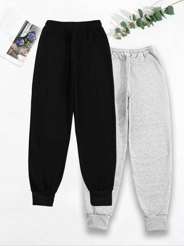 Women's Letter Print Drawstring Waist Sweatpants, Casual Pocket Jogger Pants for Fall & Winter, Women's Trousers for Daily Wear