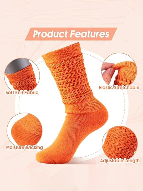 Women's Random Color Crew Socks, Casual Comfy Slouch Socks for Daily Wear, Women's Socks for All Seasons