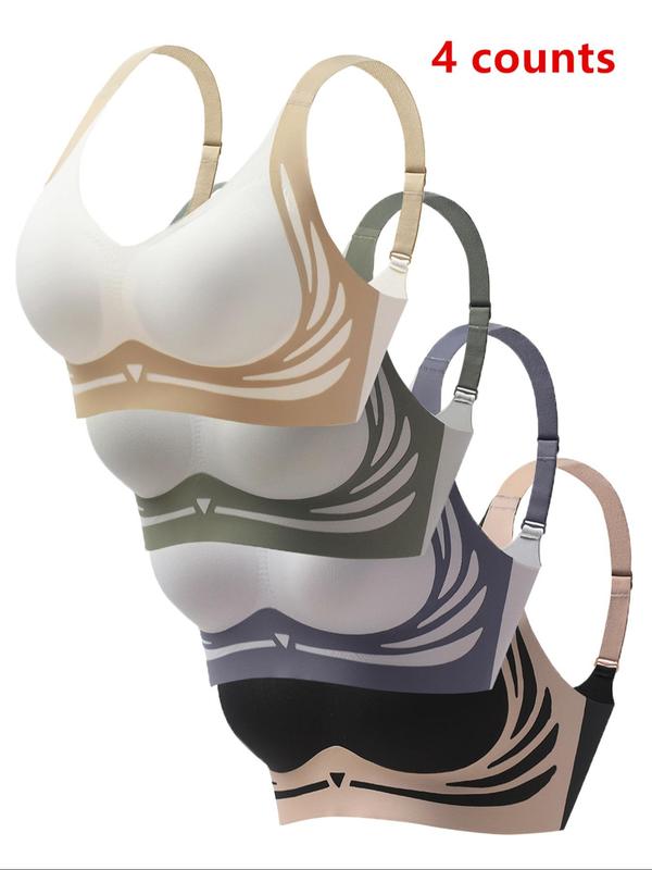 Women's Colorblock Wireless Bra, Casual Comfortable Breathable Bra for Daily Wear, Women's Lingerie for All Seasons