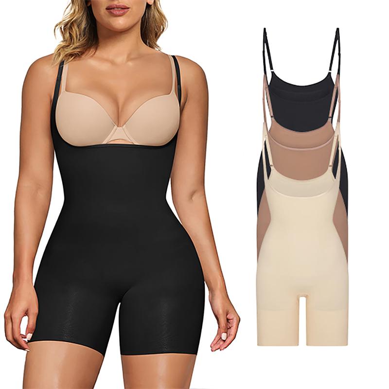 SHAPERX Women's Bodysuit Tummy Control Shapewear Open Bust Thigh Slimmer Seamless Body suit Womenswear