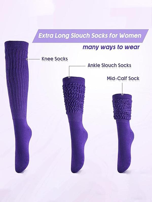 Women's Random Color Crew Socks, Casual Comfy Slouch Socks for Daily Wear, Women's Socks for All Seasons