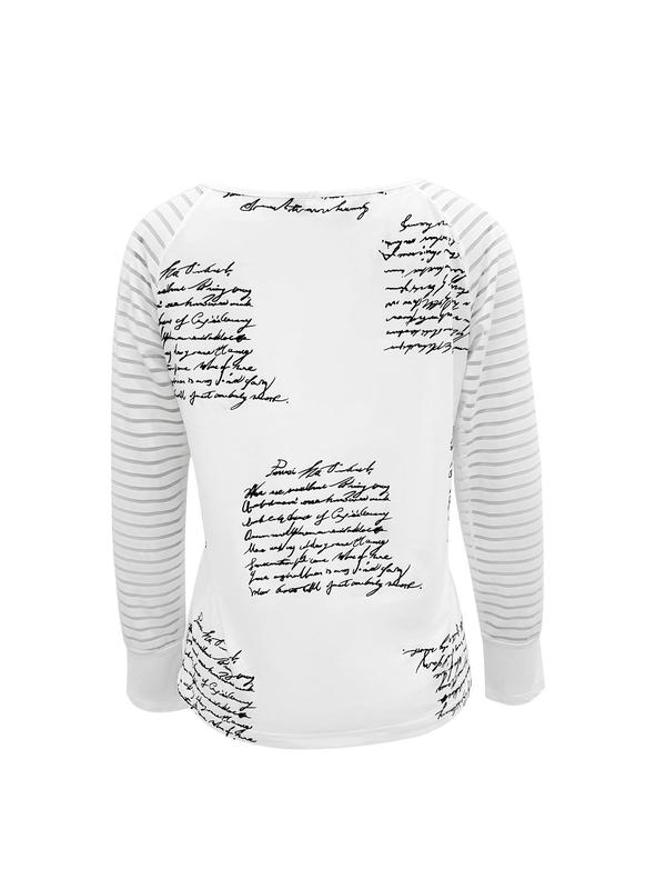 Women's Letter & Striped Print Zipper Raglan Sleeve Graphic Tee, Casual Long Sleeve V Neck T-shirt for Summer, Fashion Women's Top for Daily Wear