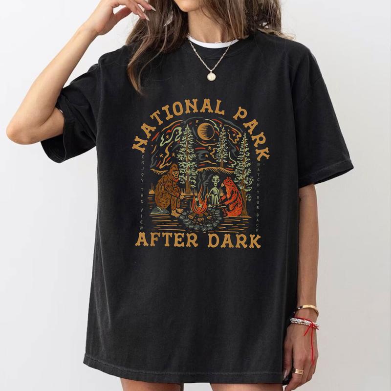 Funny National Park After Dark Shirt, Adventure Bigfoot National Park Vintage Shirt