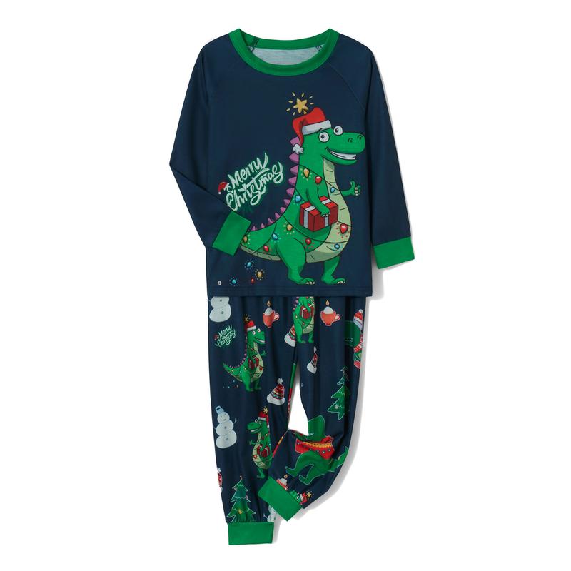 Family Matching Pajamas Christmas Pjs Dinosaur Print Nightwear Sleepwear Sets Long Sleeve Pjs