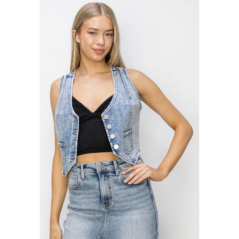 Risen Crop Denim Vest