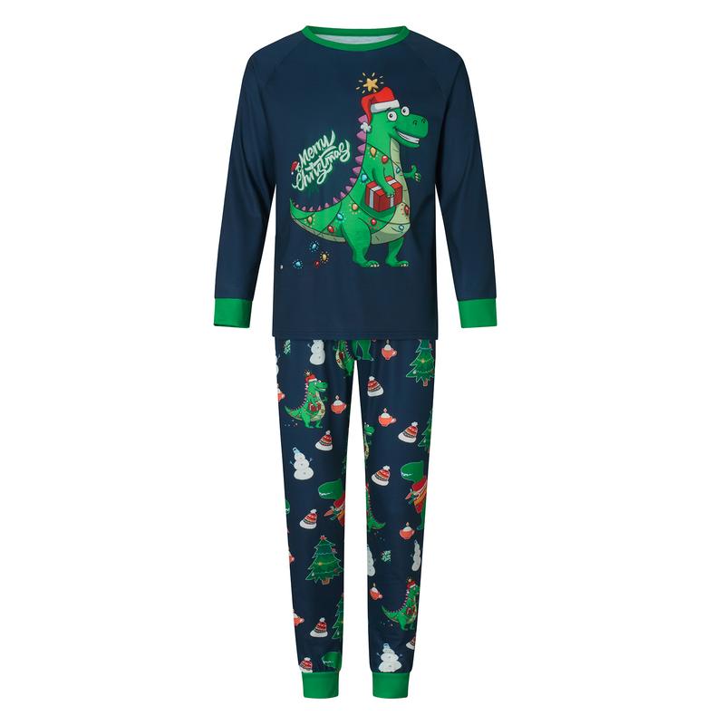 Family Matching Pajamas Christmas Pjs Dinosaur Print Nightwear Sleepwear Sets Long Sleeve Pjs