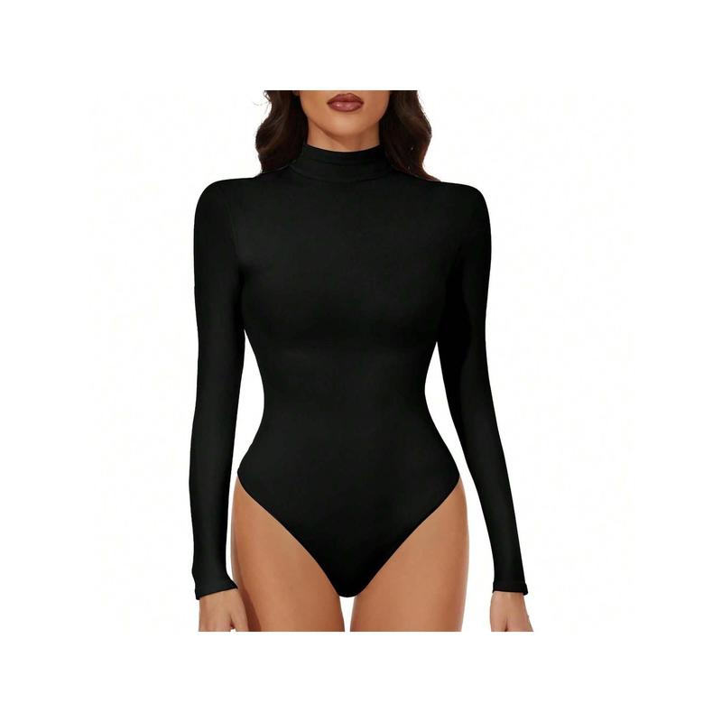 Long Sleeve Mock Turtle Neck Bodysuits: Women's Fashion Basic Leotards for Going Out