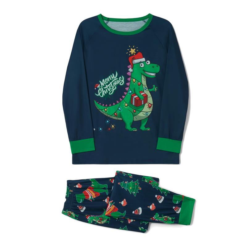 Family Matching Pajamas Christmas Pjs Dinosaur Print Nightwear Sleepwear Sets Long Sleeve Pjs