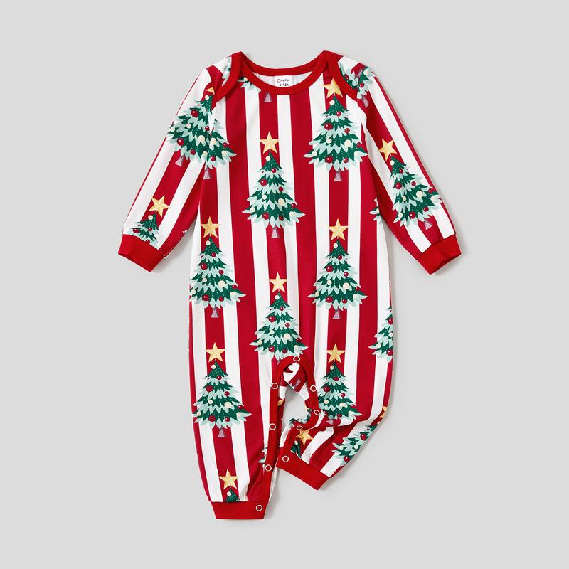 PatPat Christmas Family Matching Trees Print Stripes Long-sleeve Pajamas Sets