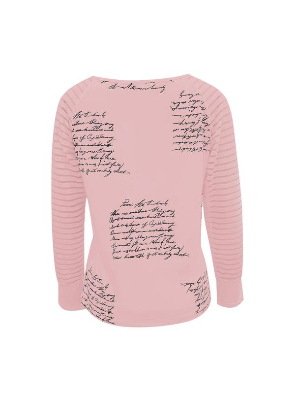 Women's Letter & Striped Print Zipper Raglan Sleeve Graphic Tee, Casual Long Sleeve V Neck T-shirt for Summer, Fashion Women's Top for Daily Wear