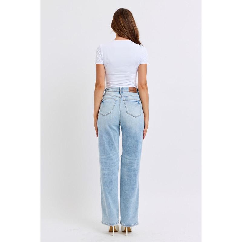 JUDY BLUE HI WAIST RIGID MAGIC DESTROY 90'S STRAIGHT LEG JEANS