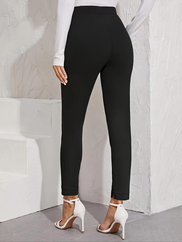 Women's Plain High Waist Split Hem Pencil Pants, Elegant Comfy Pocket Trousers for Work Office Business, Ladies Bottoms for Summer