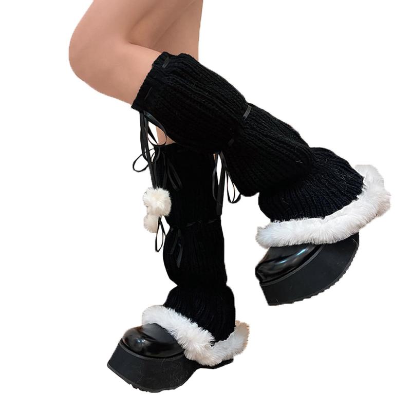 Women's Socks Girls Kawaii Y2K Leg Warmers Knit Slouch Boot Socks Harajuku Goth Lolita Leg Sleeves for Women