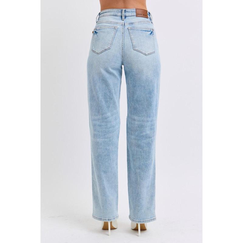 JUDY BLUE HI WAIST RIGID MAGIC DESTROY 90'S STRAIGHT LEG JEANS