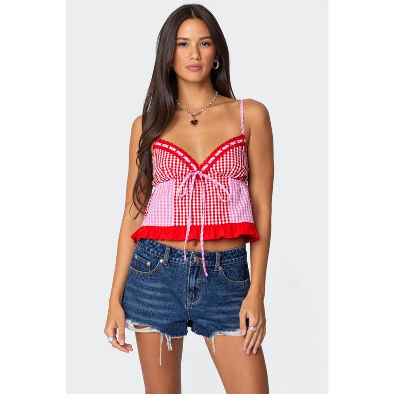 Joanne Mixed Gingham Tank Top