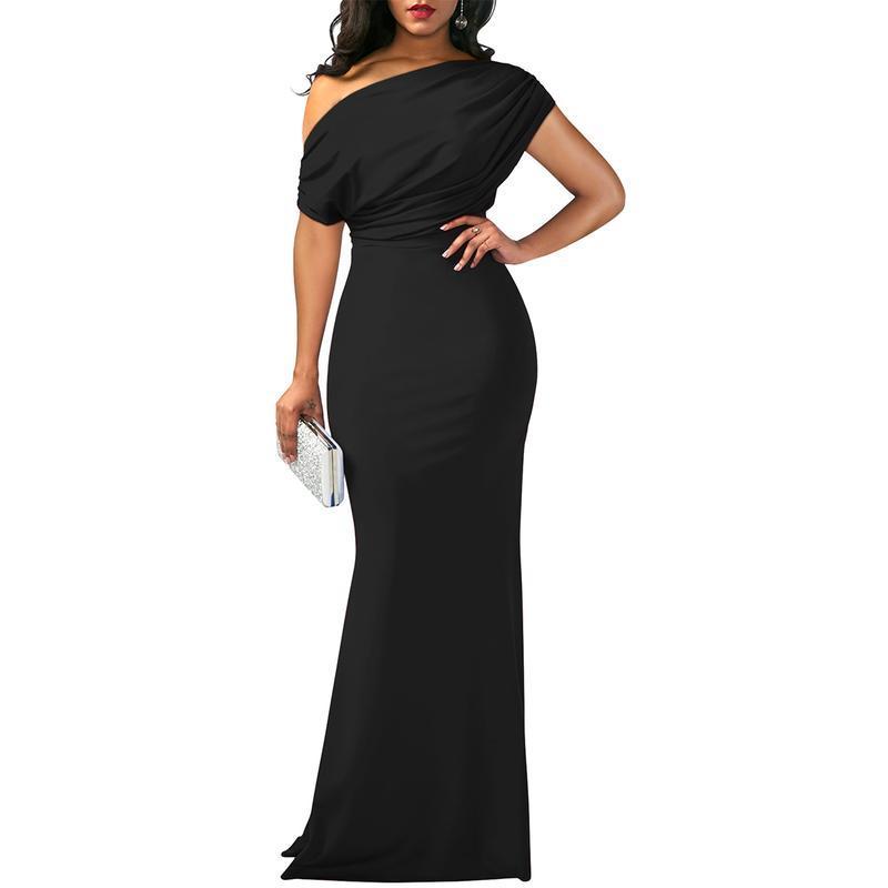 OYS Women's Elegant Sleeveless Off Shoulder Bodycon Long Formal Party Evening Dress Fabric Polyester