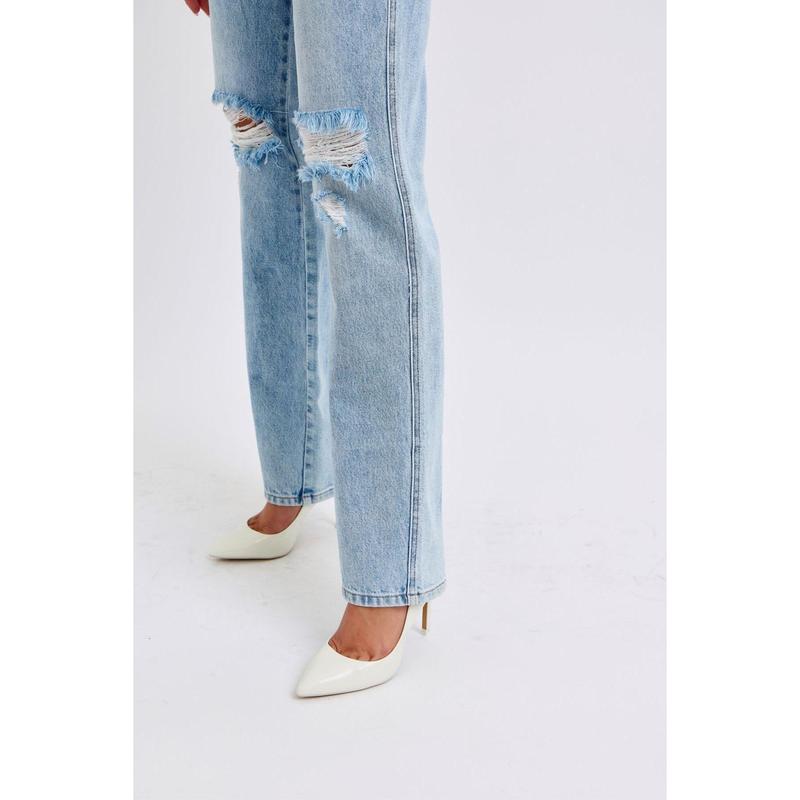 JUDY BLUE HI WAIST RIGID MAGIC DESTROY 90'S STRAIGHT LEG JEANS