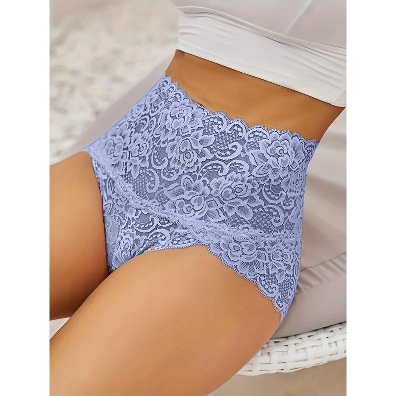 5pcs Delicate Floral Lace Briefs - Ultra Comfy, Breathable, Stretchy, Soft, and Seamless Intimates Panties for Women - Perfect Lingerie and Underwear for Everyday Wear