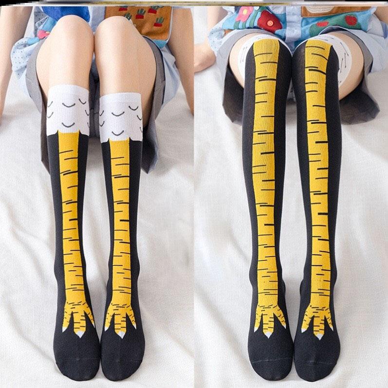 Fuuny Women 3d Chicken Foot Socks Leg Knee High Socks Novelty Warm Stocking Gift