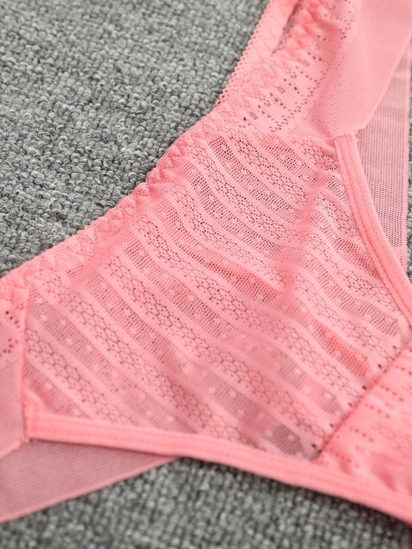 Women's Solid Color Textured Sheer Thong, Breathable Comfortable Panty for Daily Wear, Women's Underwear for All Seasons