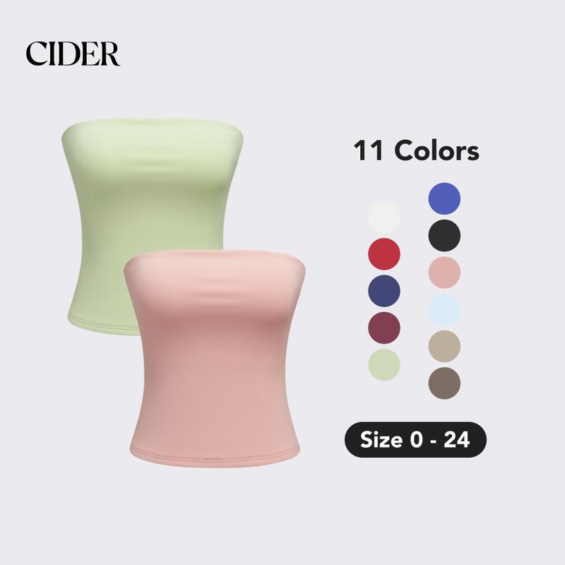 Cider [11 colors, size 0-24] High Stretch Double Layered Strapless Pink Tube Top