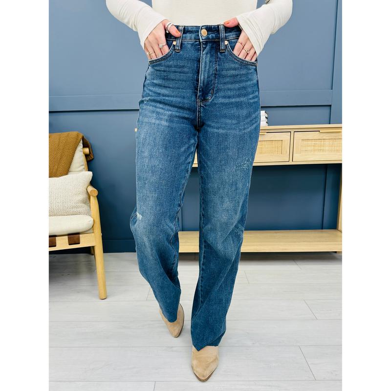 Judy Blue REG CURVY Straight To Your Cart Tummy Control Straight Jeans