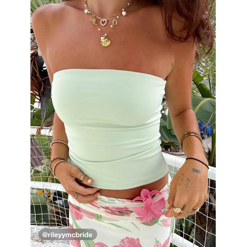 Cider [11 colors, size 0-24] High Stretch Double Layered Strapless Pink Tube Top