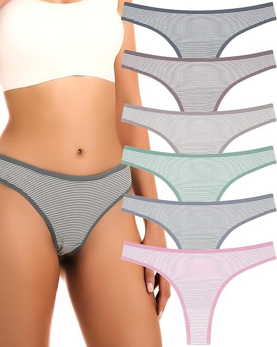 Women's Breathable Cotton Thong Panties Pack of 6