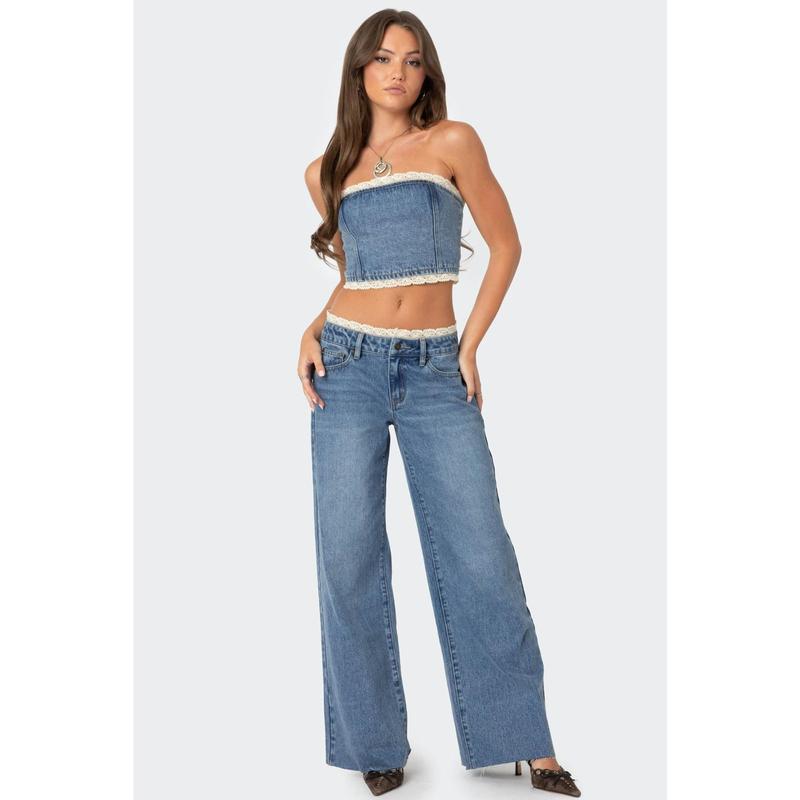 Karlie Lace Trim Jeans