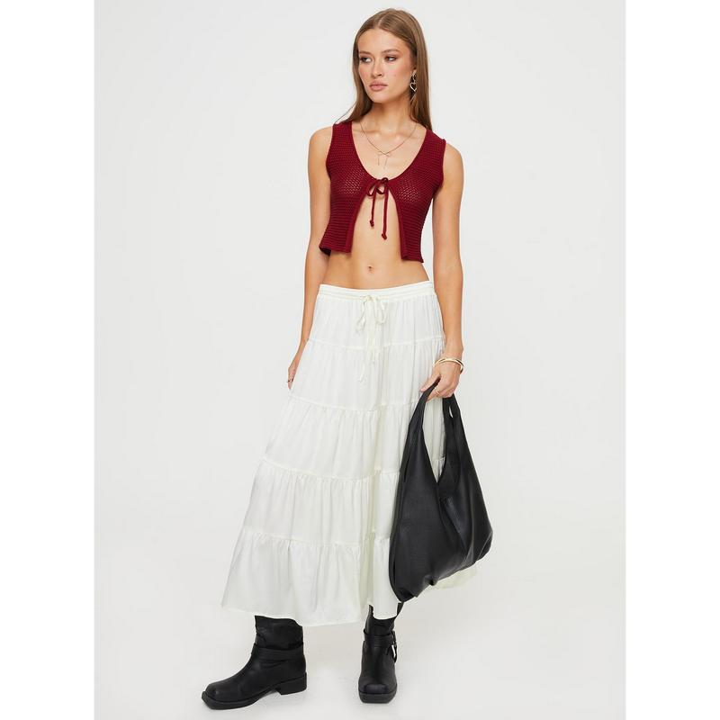 Keira Tiered Maxi Skirt Porcelain