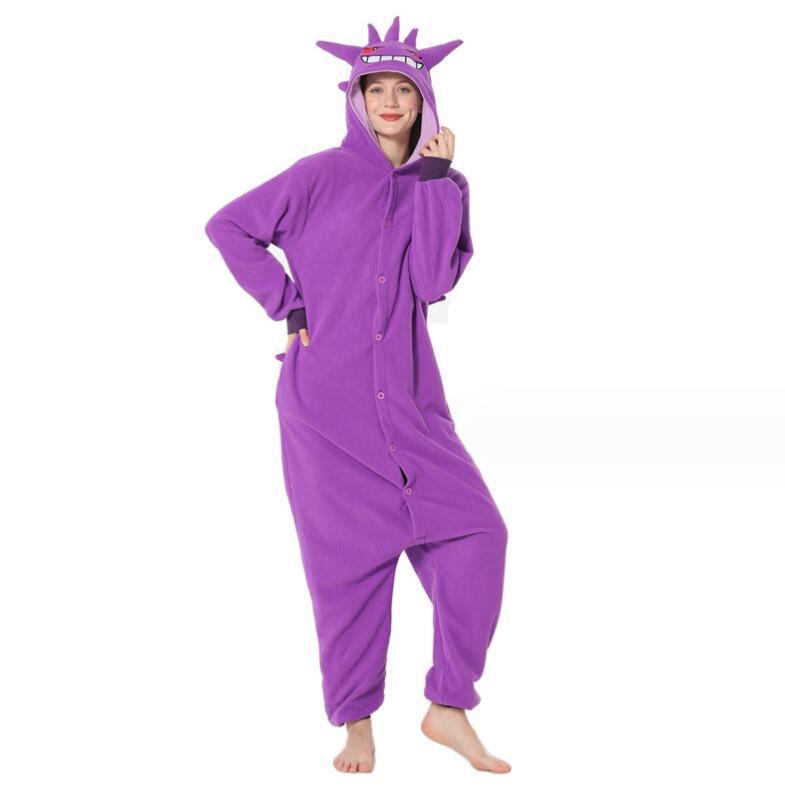 Gengar Cartoon Anime Poké One-piece Pajamas Couple Parent-child Home Wear Jumpsuit Nightwear Party Costume