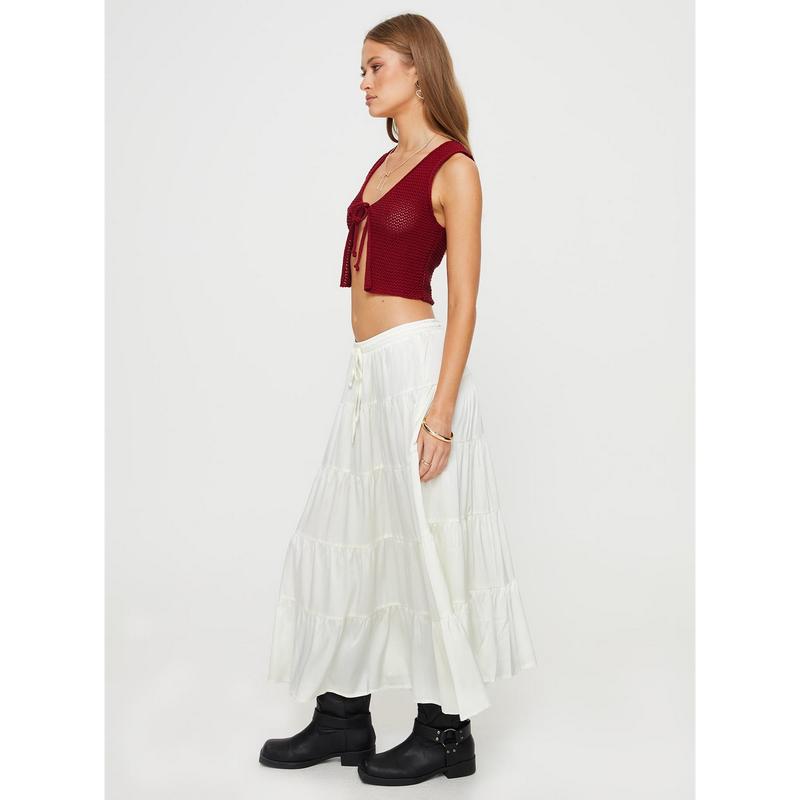 Keira Tiered Maxi Skirt Porcelain