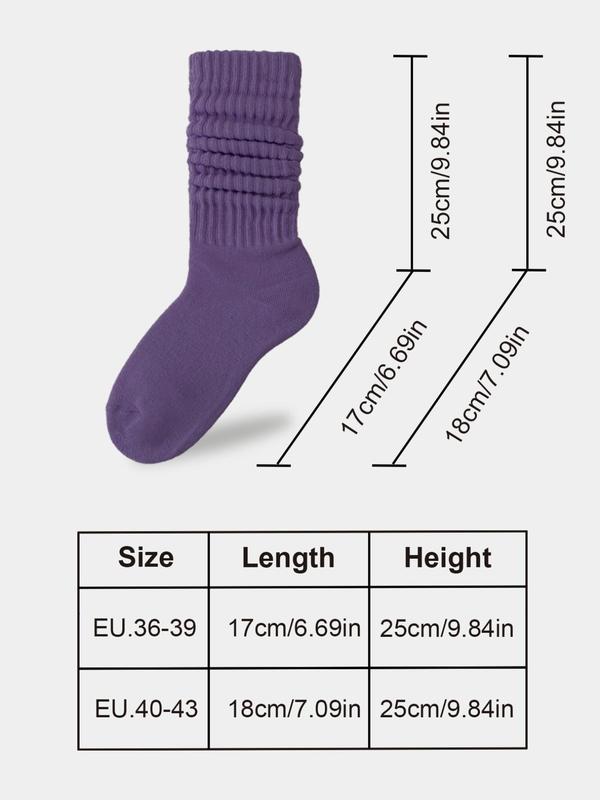 Women's Solid Crew Socks, Baggy Socks, Multi-pack Soft Comfy Breathable Comfortable Cozy Mid-calf Long Socks for Daily Wear, Slouch Crew Socks for Women,  Machine Washable, Comfort Casual Womenswear, Lady's Fall & Winter Socks & Hosiery, Fall Clothes