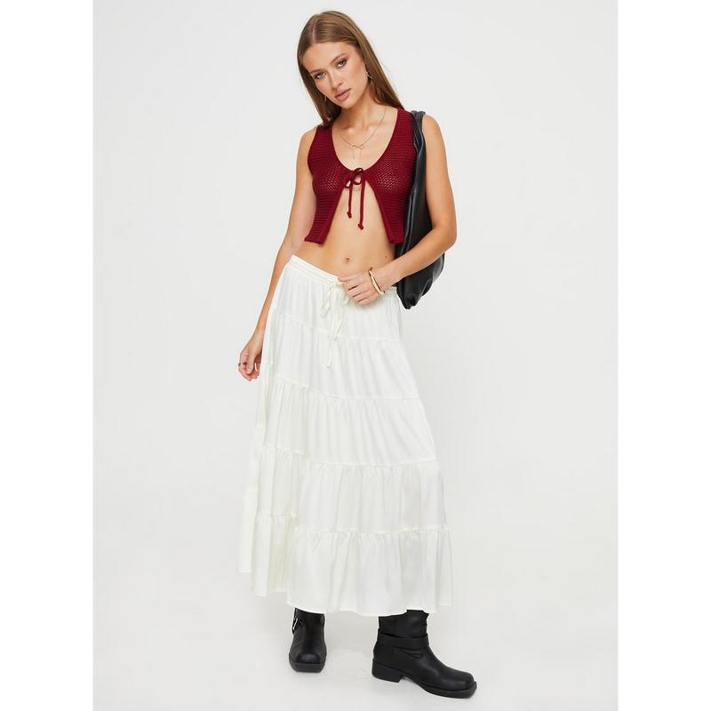 Keira Tiered Maxi Skirt Porcelain