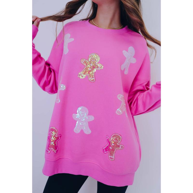 Spicy & Sparkly Gingerbread Man Sequin Sweatshirt - 2 Colors