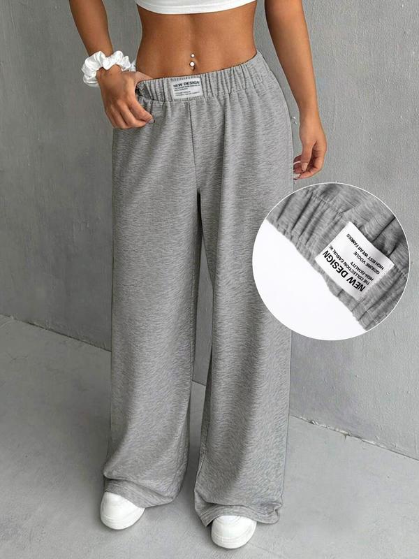 Comfortable Elastic Waist Pocket Sports Pants, Casual Loose Oversized Sweatpants, Perfect for All Seasons Wear Soft and Skin-friendly