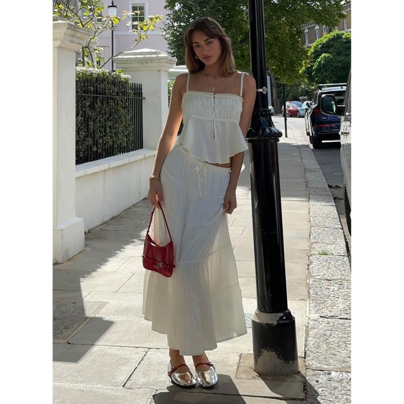 Keira Tiered Maxi Skirt Porcelain