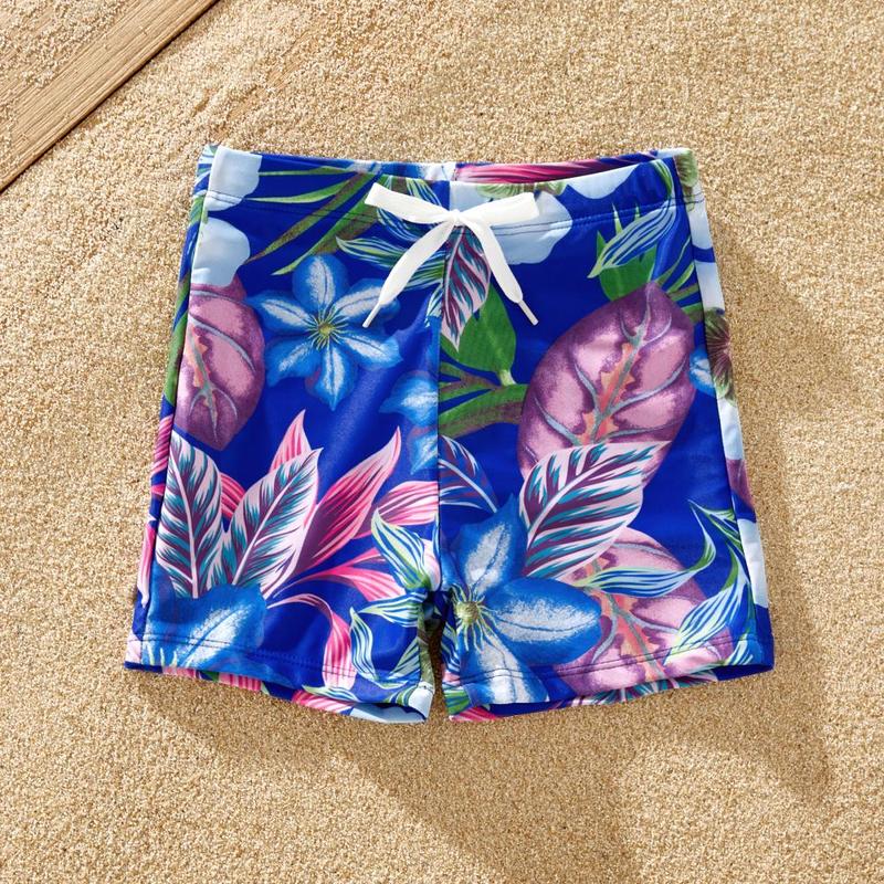 PatPat Family Matching Drawstring Swim Trunks or Crisscross Halter Tie One-Piece Swimsuit