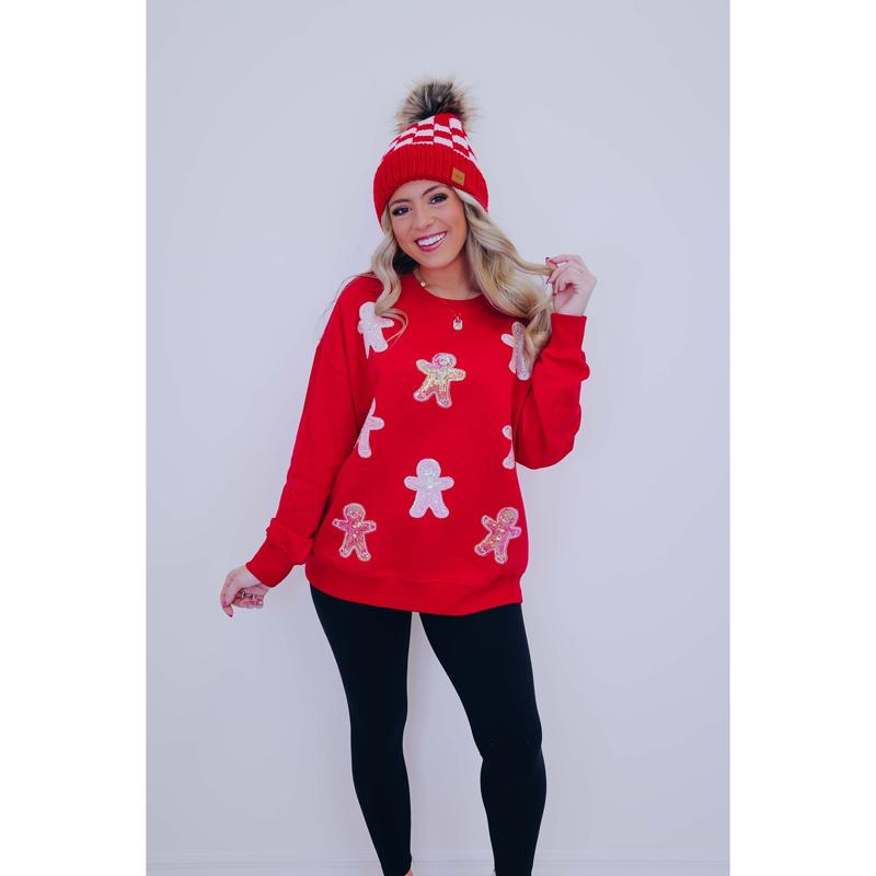 Spicy & Sparkly Gingerbread Man Sequin Sweatshirt - 2 Colors