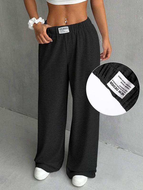 Comfortable Elastic Waist Pocket Sports Pants, Casual Loose Oversized Sweatpants, Perfect for All Seasons Wear Soft and Skin-friendly