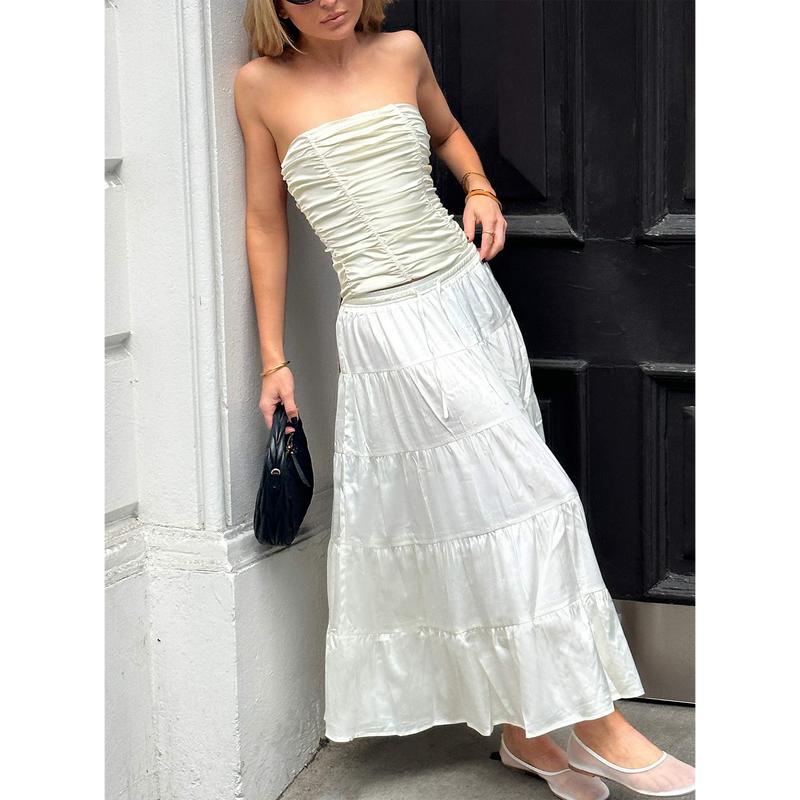 Keira Tiered Maxi Skirt Porcelain