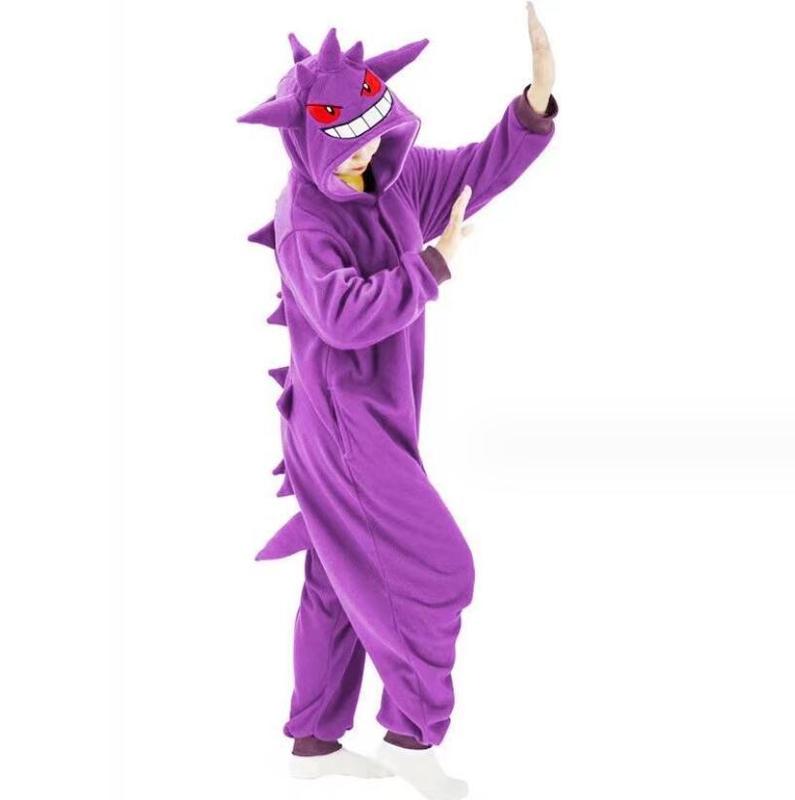 Gengar Cartoon Anime Poké One-piece Pajamas Couple Parent-child Home Wear Jumpsuit Nightwear Party Costume