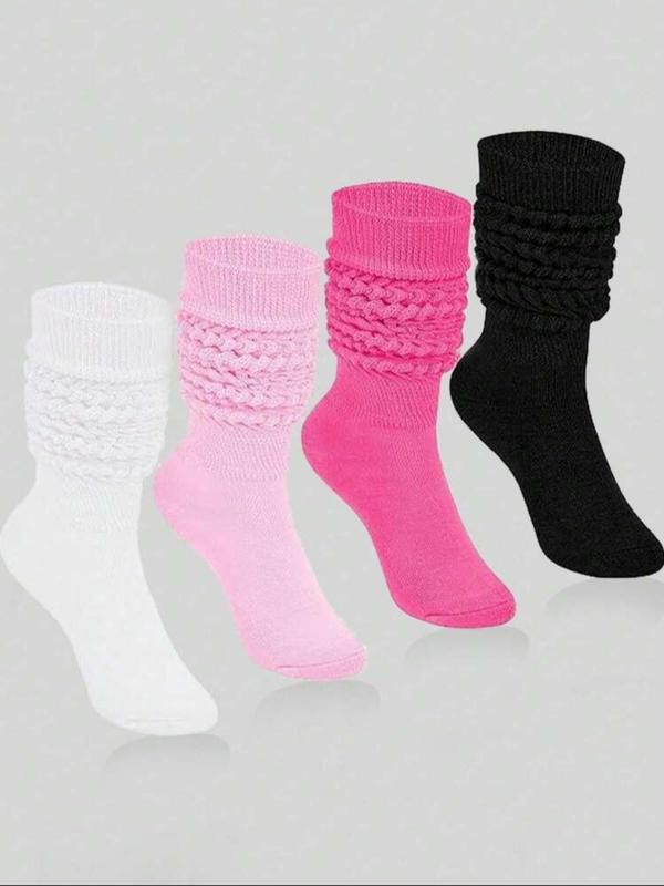 Women's Solid Over The Calf Socks, Casual Soft Comfy Breathable Socks for Daily Wear, Women's Socks for All Seasons