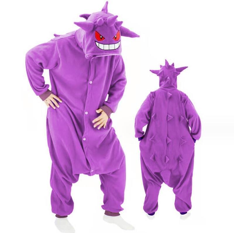 Gengar Cartoon Anime Poké One-piece Pajamas Couple Parent-child Home Wear Jumpsuit Nightwear Party Costume