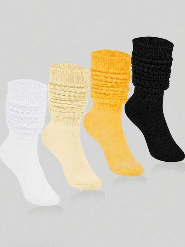 Women's Solid Over The Calf Socks, Casual Soft Comfy Breathable Socks for Daily Wear, Women's Socks for All Seasons