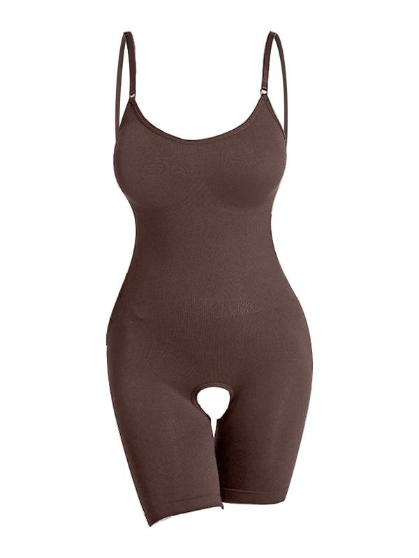 Women's Solid Adjustable Strap Shapewear Bodysuit, High Stretch Tummy Control Shaper, Ladies Shapewear for All Seasons